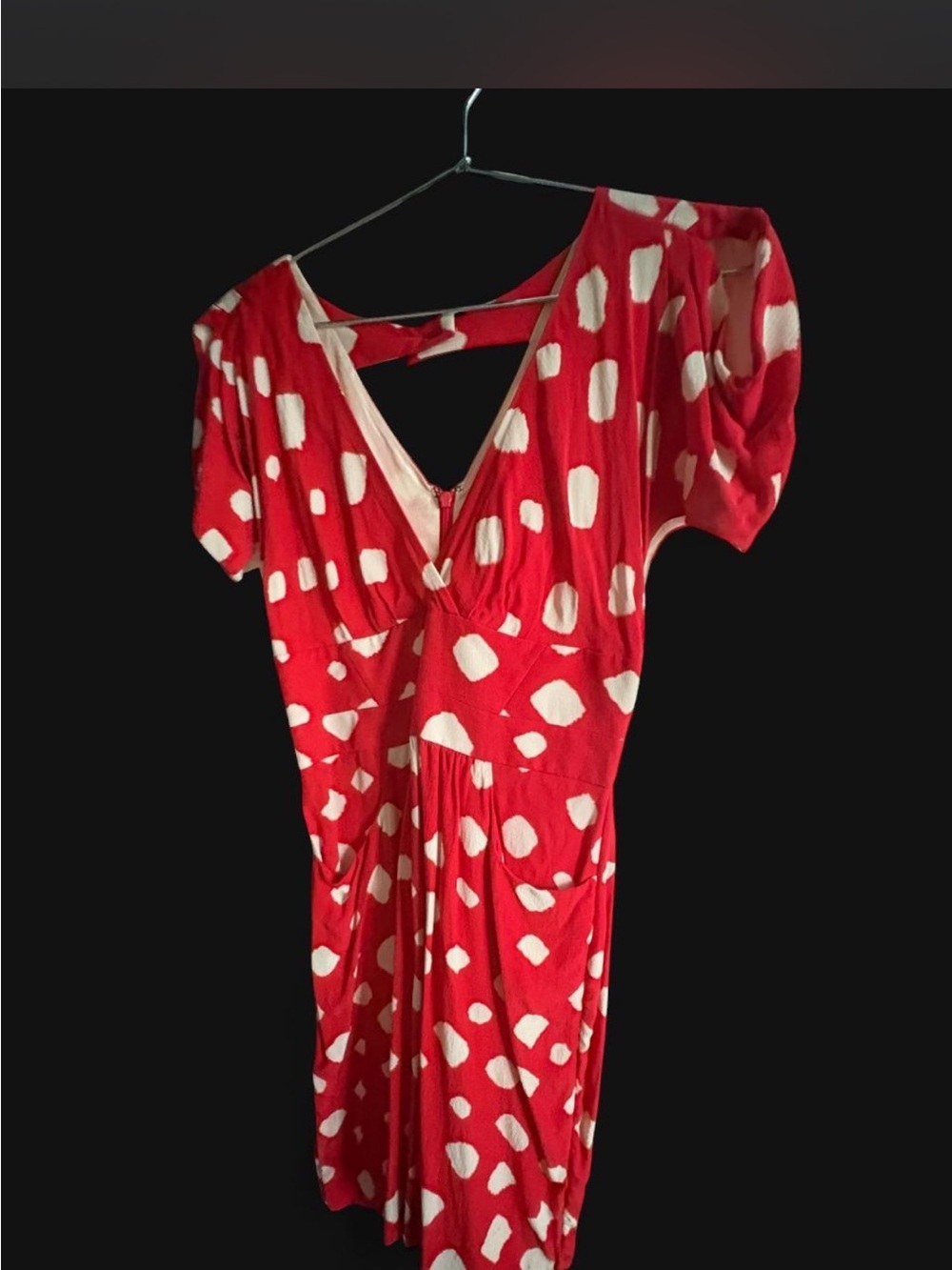 leifsdottir Red Midi Dress with White Spot Print